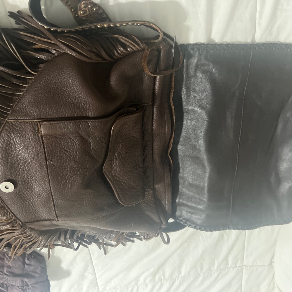 Brown Fringe Leather Shoulder Bag - Picture 6 of 9